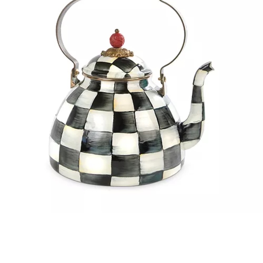 Checkered Teapot with Red Accent